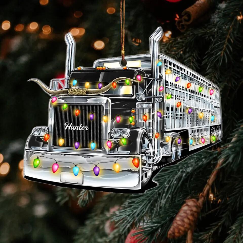 Personalized Mica Ornament - Gift For Trucker - Truck Christmas Light ARND018