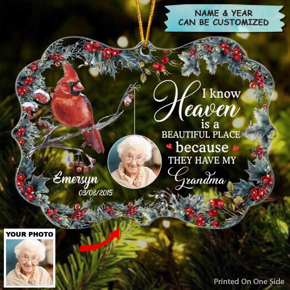 Personalized Photo Mica Ornament - Gift For Family - Heaven Is A Beautiful Place ARND037