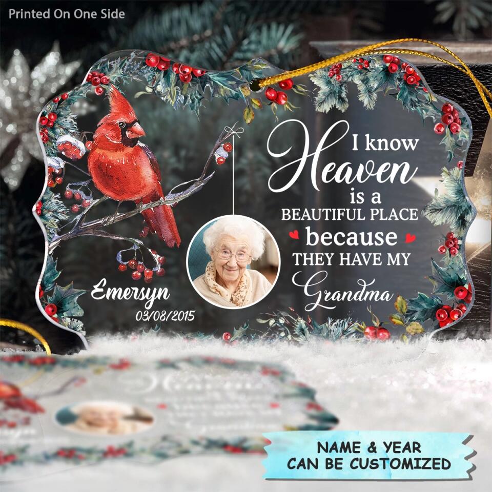 Personalized Photo Mica Ornament - Gift For Family - Heaven Is A Beautiful Place ARND037