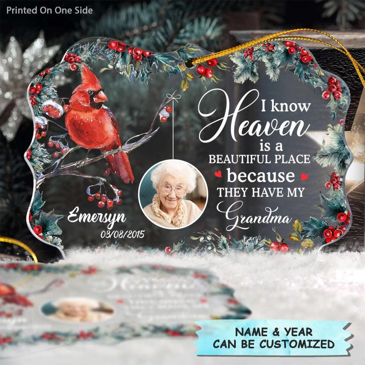 Personalized Photo Mica Ornament - Gift For Family - Heaven Is A Beautiful Place ARND037
