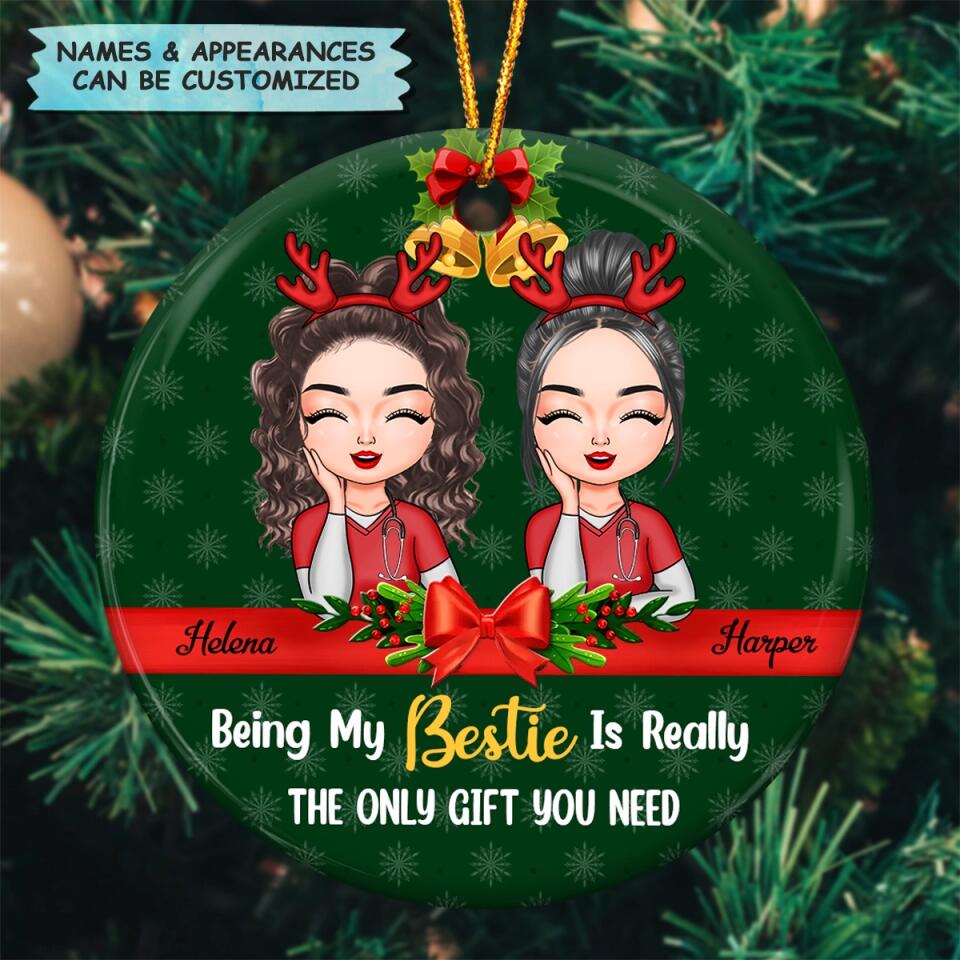 Personalized Ceramic Ornament - Gift For Nurse - Nurse Besties Christmas ARND005
