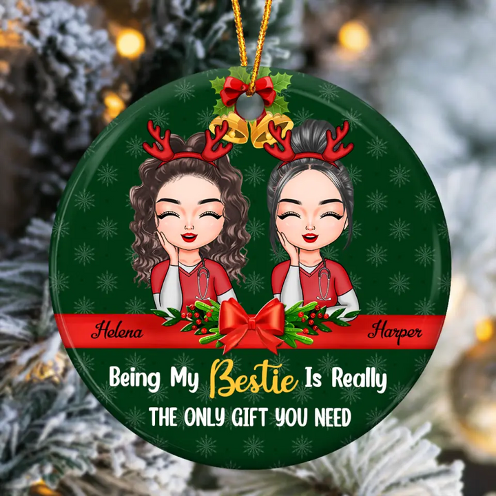 Personalized Ceramic Ornament - Gift For Nurse - Nurse Besties Christmas ARND005