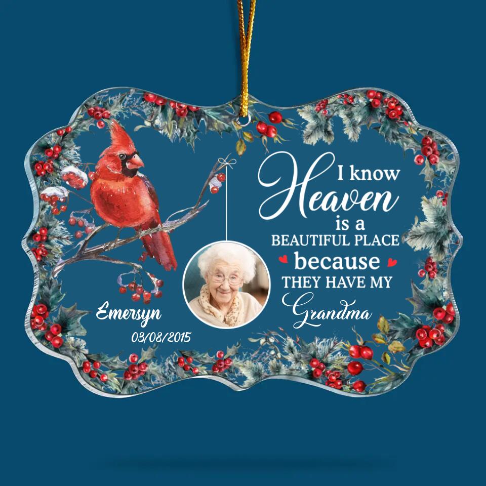 Personalized Photo Mica Ornament - Gift For Family - Heaven Is A Beautiful Place ARND037