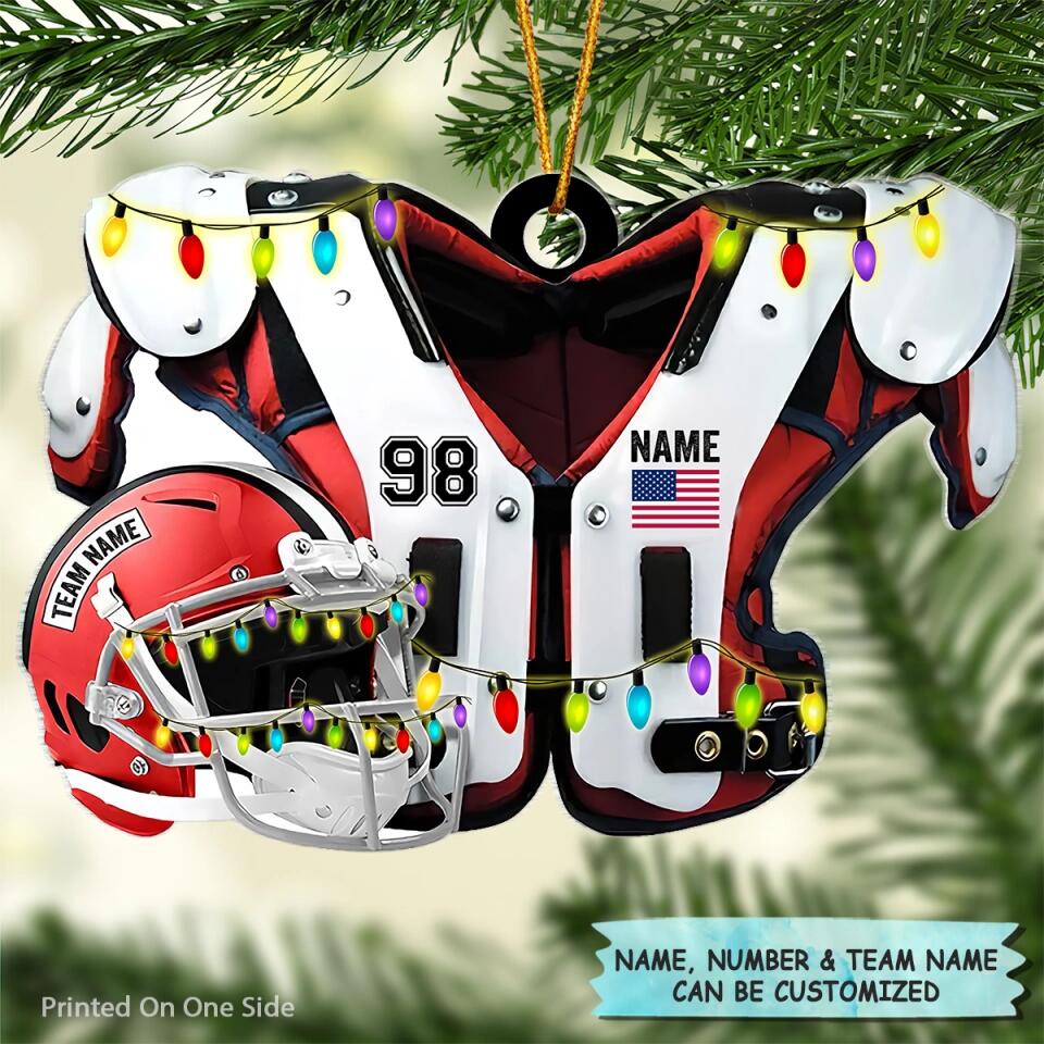 Personalized Photo Mica Ornament - Gift For Football Lover - Merry Christmas ARND005