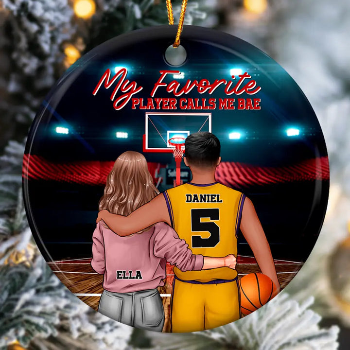 Personalized Ceramic Ornament - Gift For Couple - My Favorite Player Calls Me Bae ARND036