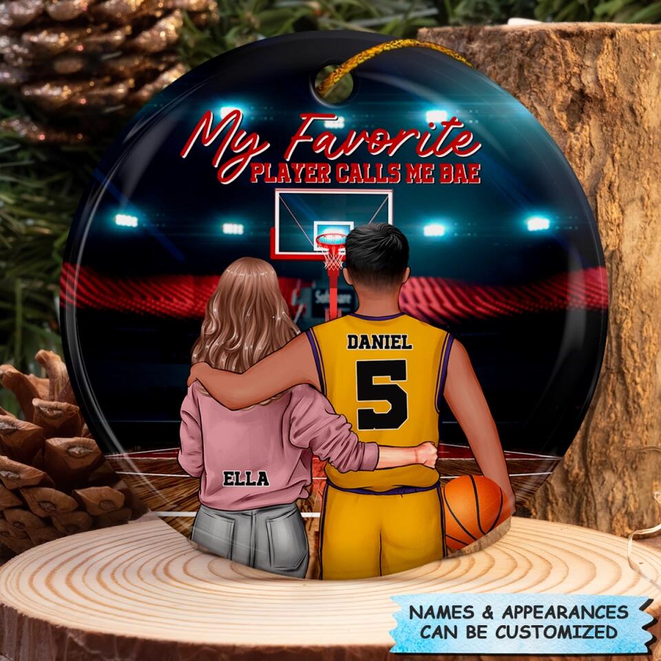 Personalized Ceramic Ornament - Gift For Couple - My Favorite Player Calls Me Bae ARND036