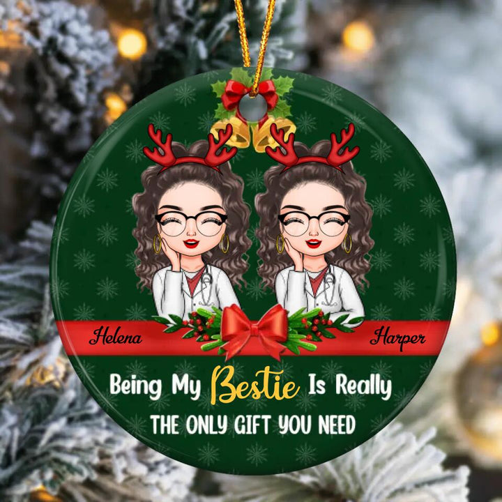 Personalized Ceramic Ornament - Gift For Nurse - Nurse Besties Christmas ARND005