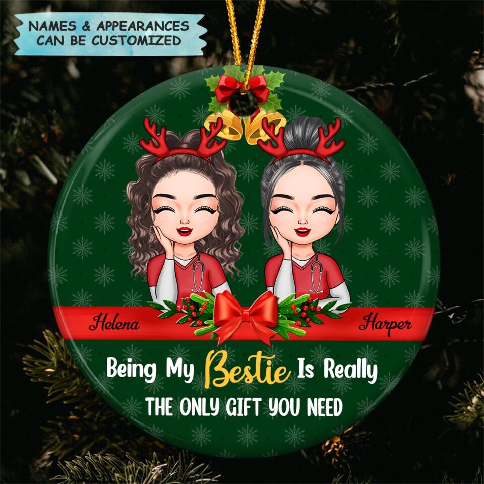 Personalized Ceramic Ornament - Gift For Nurse - Nurse Besties Christmas ARND005