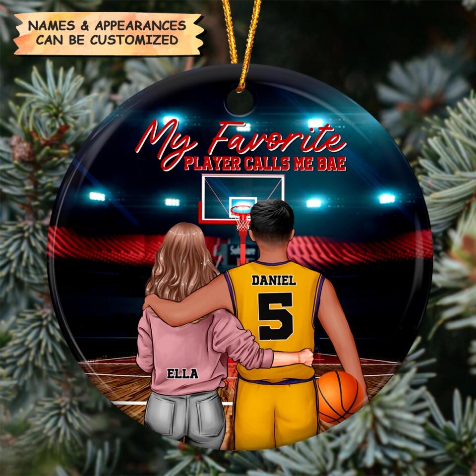 Personalized Ceramic Ornament - Gift For Couple - My Favorite Player Calls Me Bae ARND036