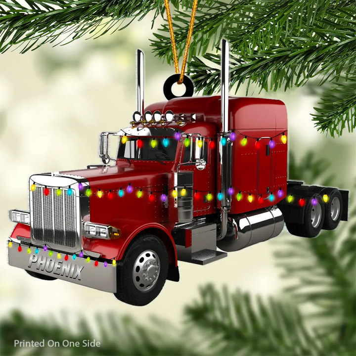 Personalized Mica Ornament - Gift For Trucker - Merry Christmas ARND005