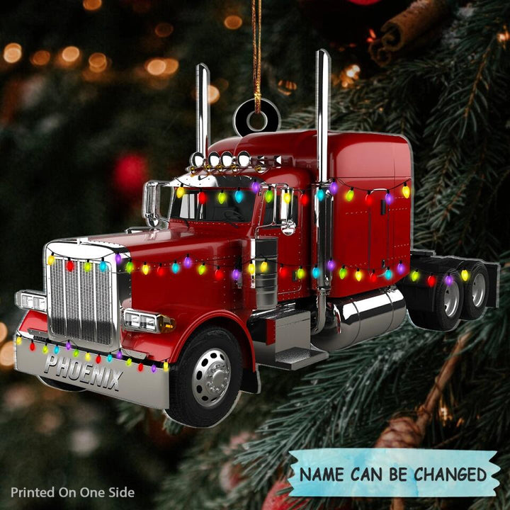Personalized Mica Ornament - Gift For Trucker - Merry Christmas ARND005