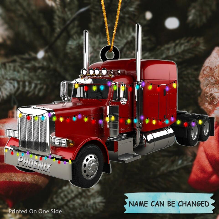 Personalized Mica Ornament - Gift For Trucker - Merry Christmas ARND005