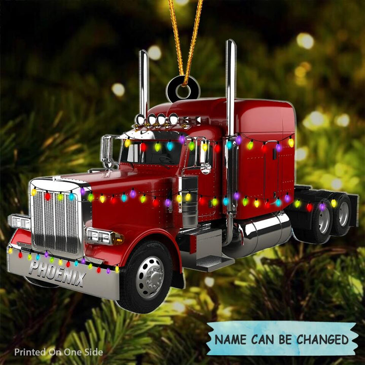Personalized Mica Ornament - Gift For Trucker - Merry Christmas ARND005