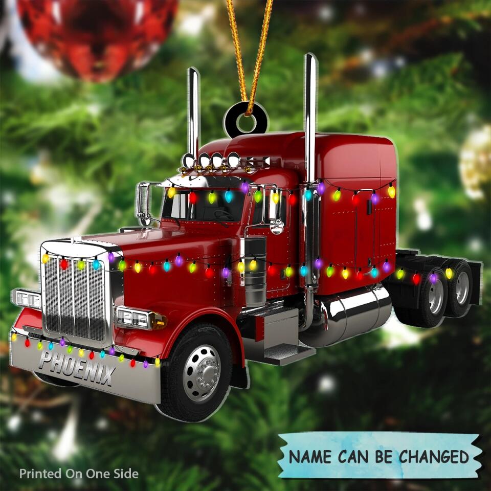 Personalized Mica Ornament - Gift For Trucker - Merry Christmas ARND005