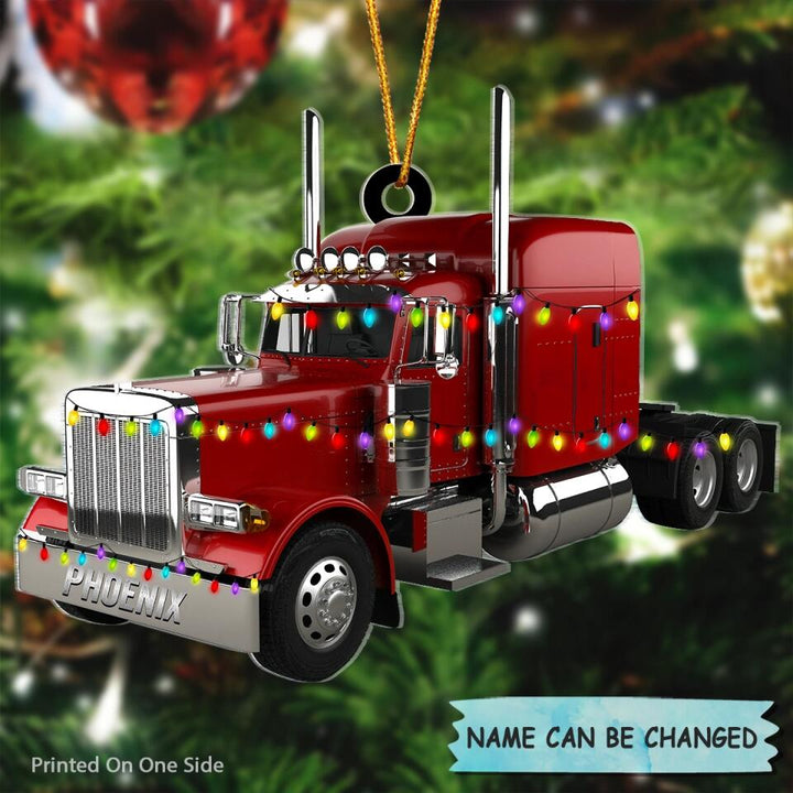 Personalized Mica Ornament - Gift For Trucker - Merry Christmas ARND005