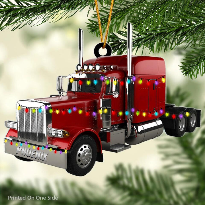 Personalized Mica Ornament - Gift For Trucker - Merry Christmas ARND005