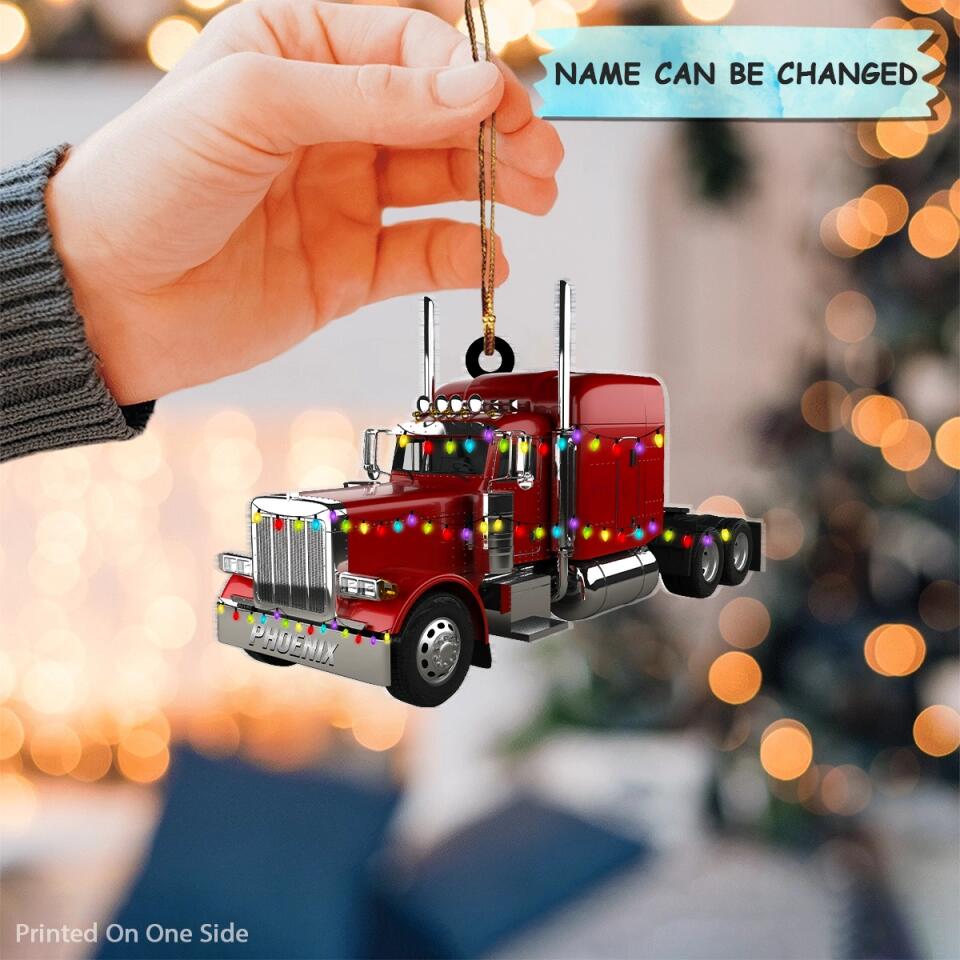 Personalized Mica Ornament - Gift For Trucker - Merry Christmas ARND005