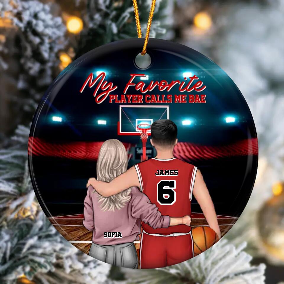 Personalized Ceramic Ornament - Gift For Couple - My Favorite Player Calls Me Bae ARND036