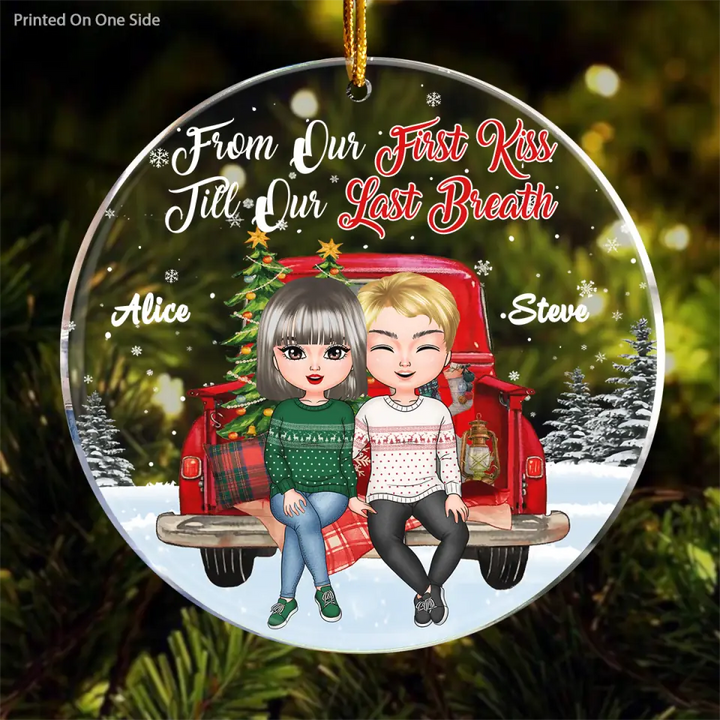 Personalized Mica Ornament - Gift For Couple, Lovers - From Our First Kiss ARND0014
