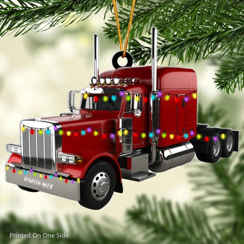 Personalized Mica Ornament - Gift For Trucker - Merry Christmas ARND005