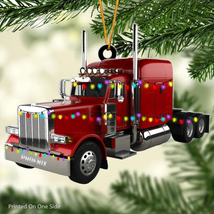 Personalized Mica Ornament - Gift For Trucker - Merry Christmas ARND005