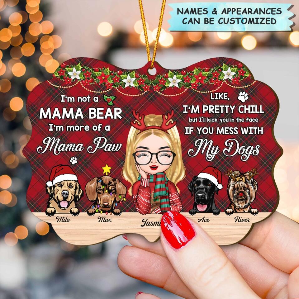 Personalized Wood Ornament - Gift For Dog Lover - I'm A Mama Paw ARND005