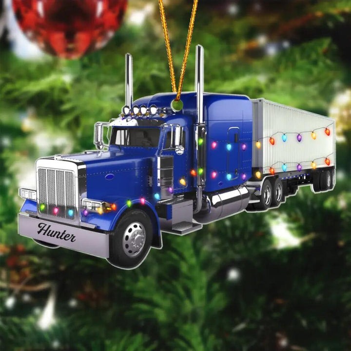 Personalized Mica Ornament - Gift For Trucker - Trucker Christmas ARND037