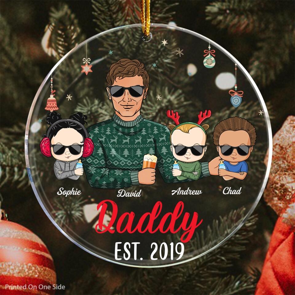 Personalized Mica Ornament - Gift For Dad & Mom - Daddy Mommy Est ARND018