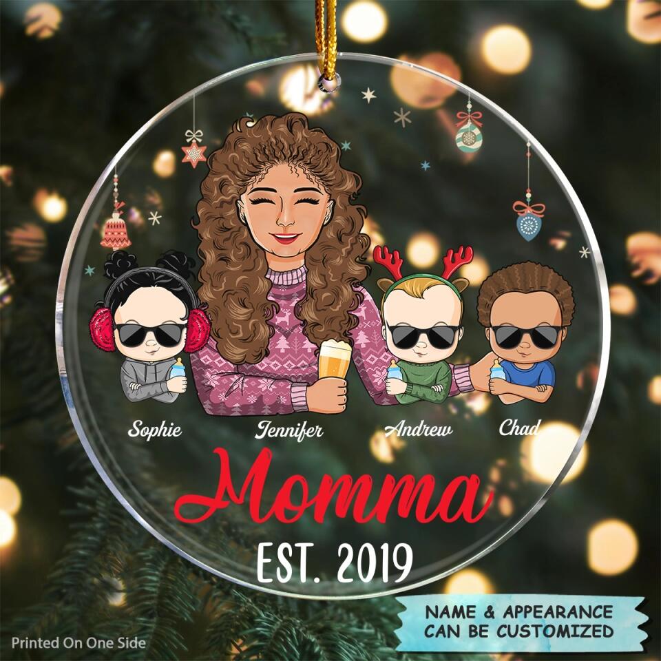 Personalized Mica Ornament - Gift For Dad & Mom - Daddy Mommy Est ARND018