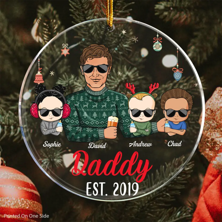 Personalized Mica Ornament - Gift For Dad & Mom - Daddy Mommy Est ARND018
