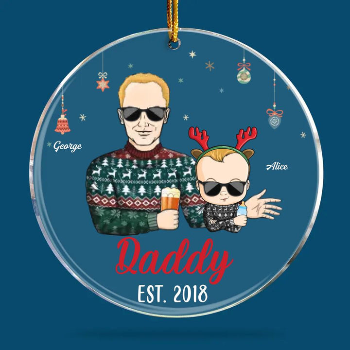 Personalized Mica Ornament - Gift For Dad & Mom - Daddy Mommy Est ARND018