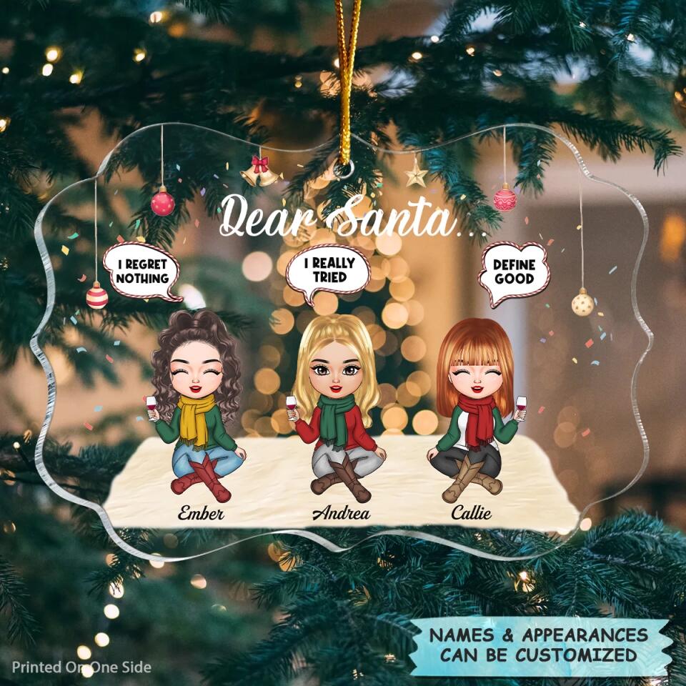 Personalized Mica Ornament - Gift For Friend - Dear Santa ARND005