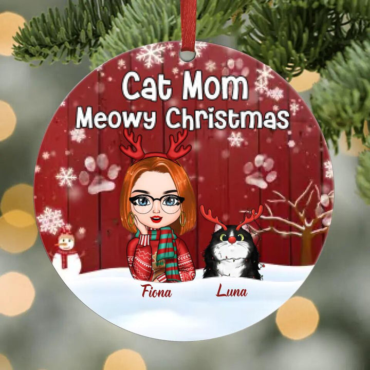 Personalized Aluminium Ornament - Gift For Cat Lover, Cat Mom - Meowy Christmas