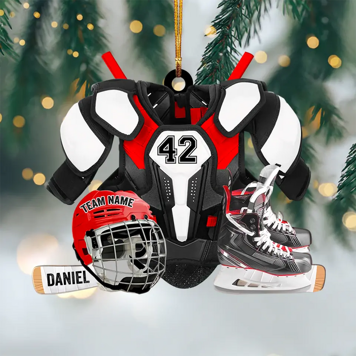 Personalized Mica Ornament - Gift For Ice Hockey Player - Ice Hockey Equipment ARND036