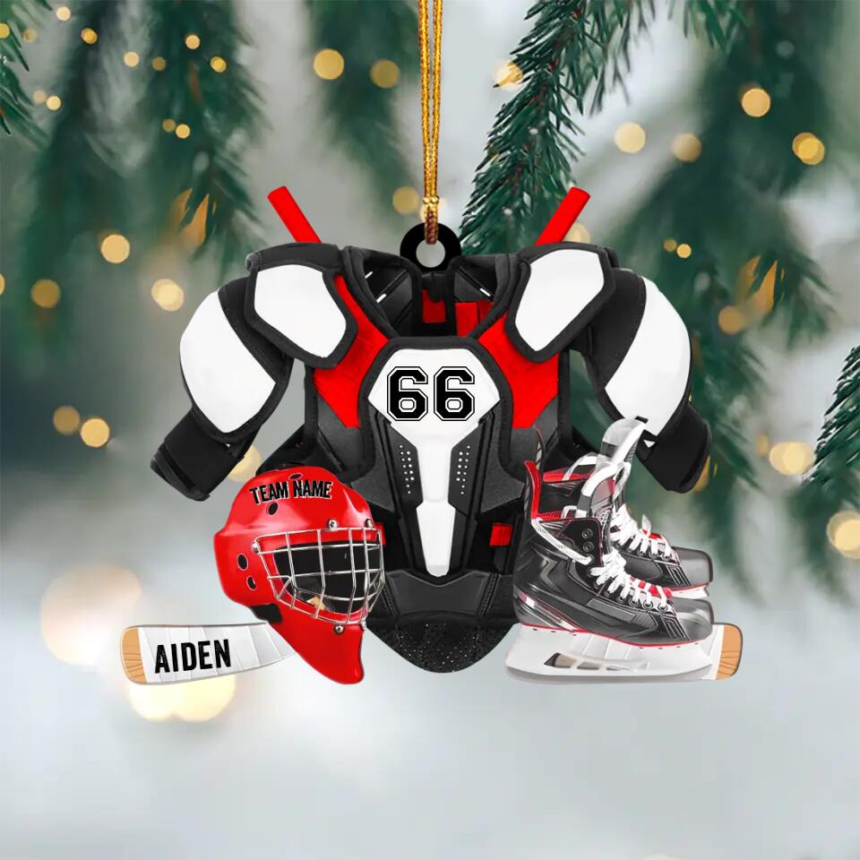 Personalized Mica Ornament - Gift For Ice Hockey Player - Ice Hockey Equipment ARND036