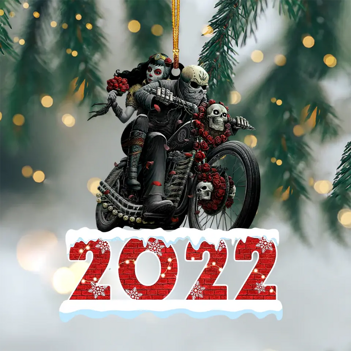 Personalized Mica Ornament - Gift For Couple - Skull Couple 2022 ARND018 AGCKH001