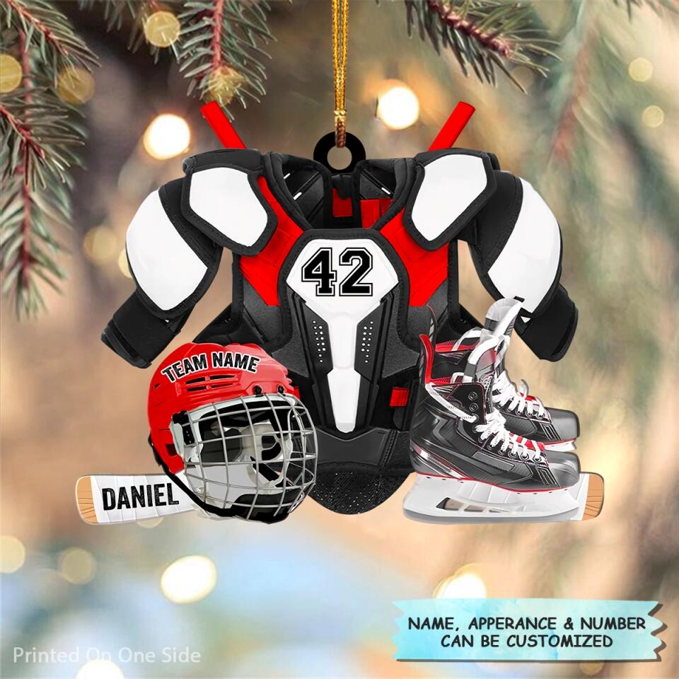 Personalized Mica Ornament - Gift For Ice Hockey Player - Ice Hockey Equipment ARND036