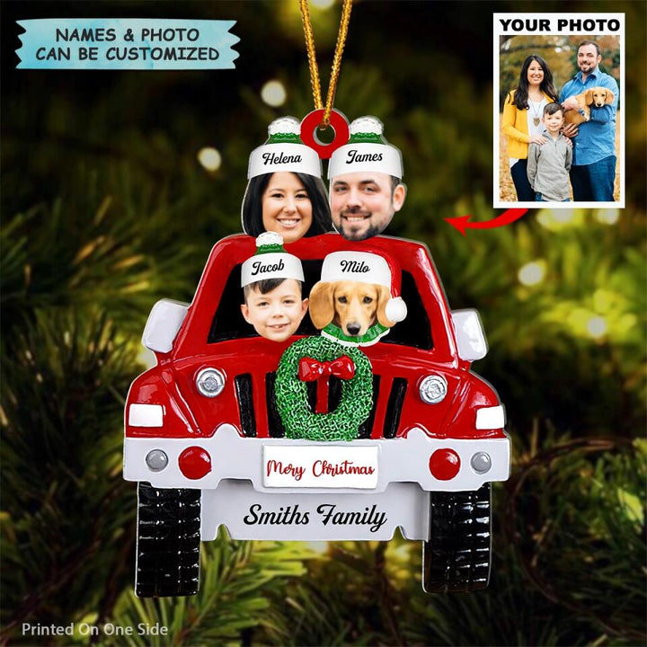 Personalized Photo Mica Ornament - Gift For Family Member - Family Car ARND0014