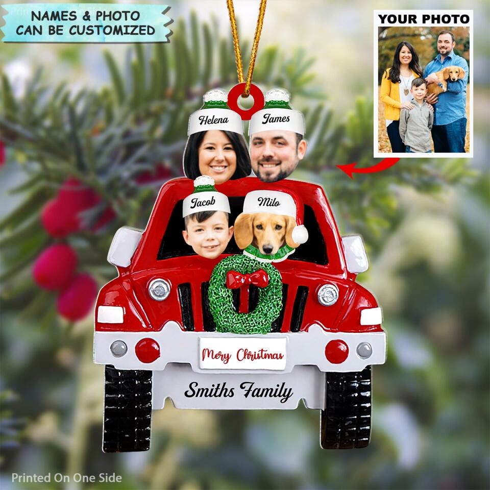 Personalized Photo Mica Ornament - Gift For Family Member - Family Car ARND0014