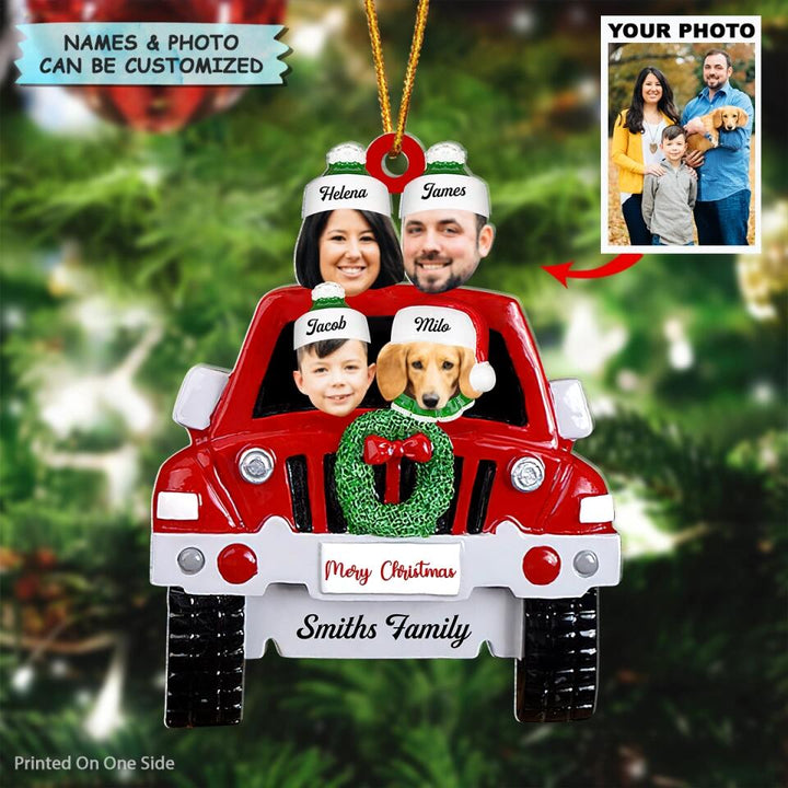 Personalized Photo Mica Ornament - Gift For Family Member - Family Car ARND0014