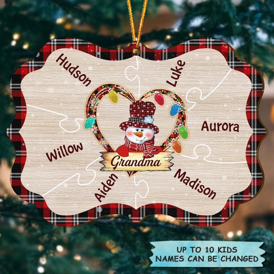 Personalized Wood Ornament - Gift For Grandma - Grandma's Hearts ARND037