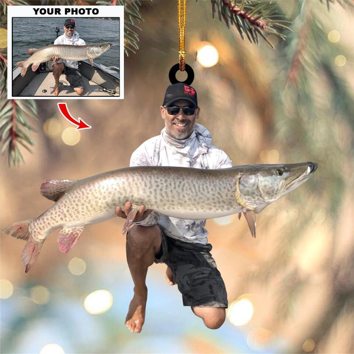 Personalized Photo Mica Ornament - Gift For Fishing Lover - Love Fishing ARND036