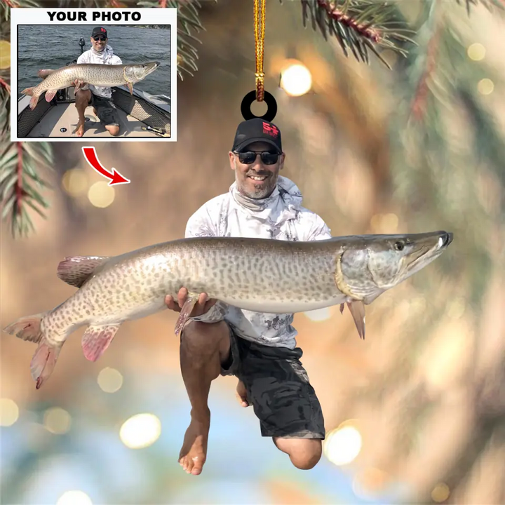 Personalized Photo Mica Ornament - Gift For Fishing Lover - Love Fishing ARND036