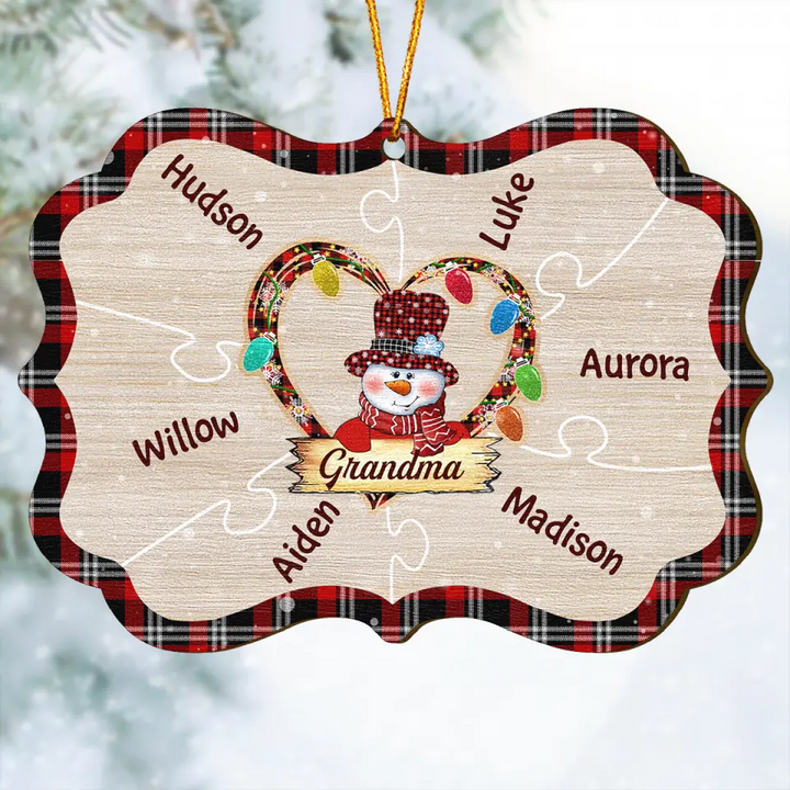 Personalized Wood Ornament - Gift For Grandma - Grandma's Hearts ARND037