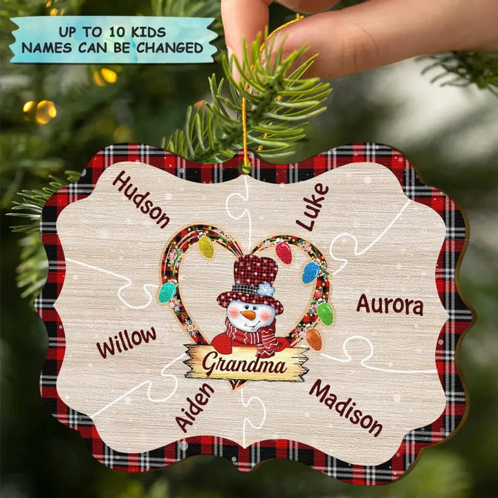 Personalized Wood Ornament - Gift For Grandma - Grandma's Hearts ARND037