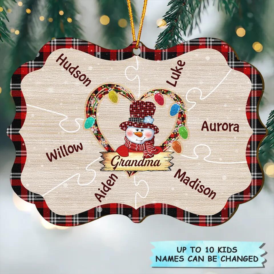 Personalized Wood Ornament - Gift For Grandma - Grandma's Hearts ARND037