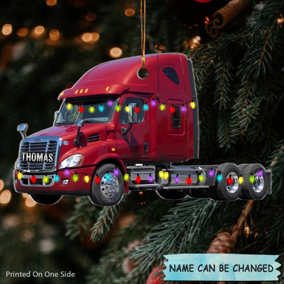 Personalized Mica Ornament - Gift For Trucker - Truck Ornament Christmas Light ARND037 V1