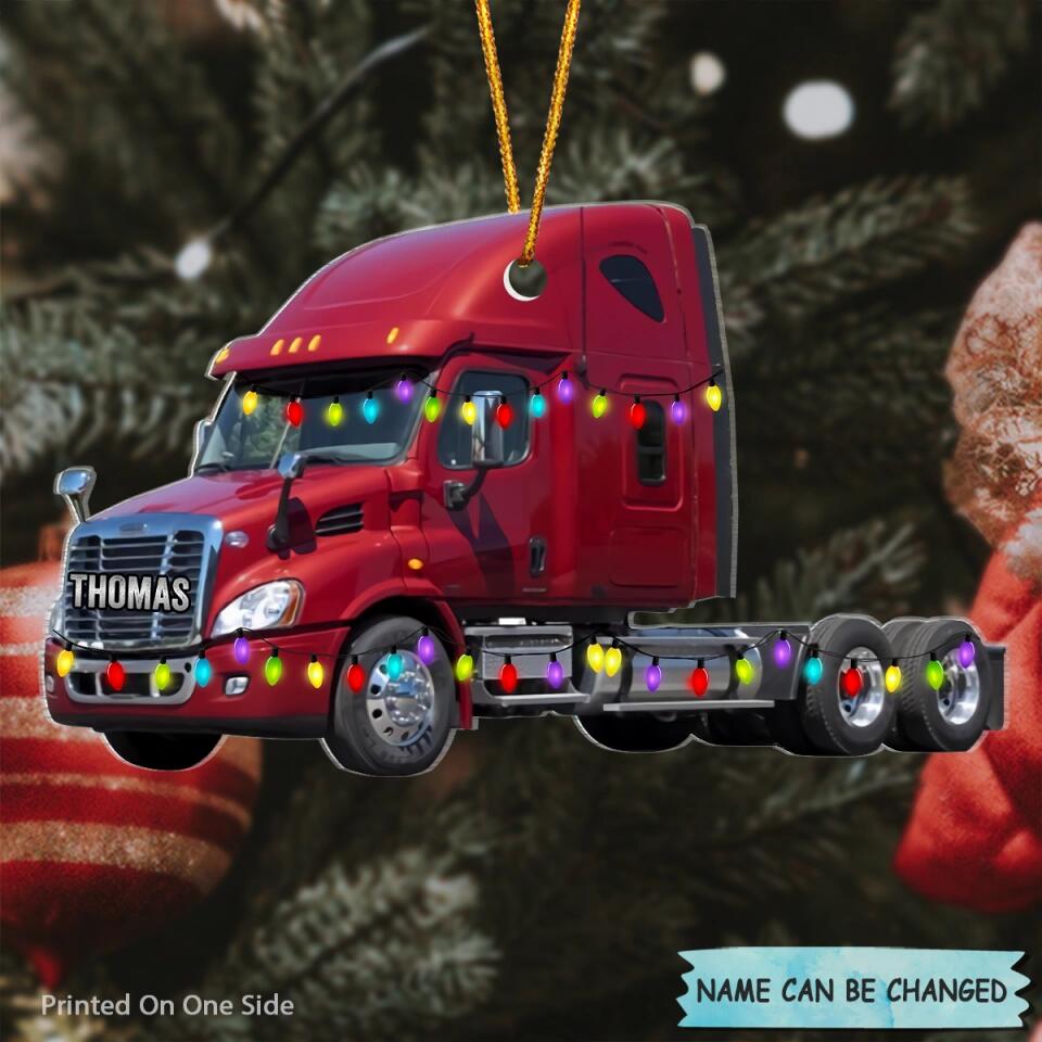 Personalized Mica Ornament - Gift For Trucker - Truck Ornament Christmas Light ARND037 V1