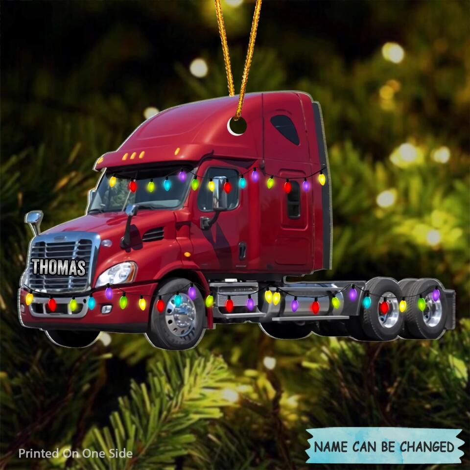 Personalized Mica Ornament - Gift For Trucker - Truck Ornament Christmas Light ARND037 V1