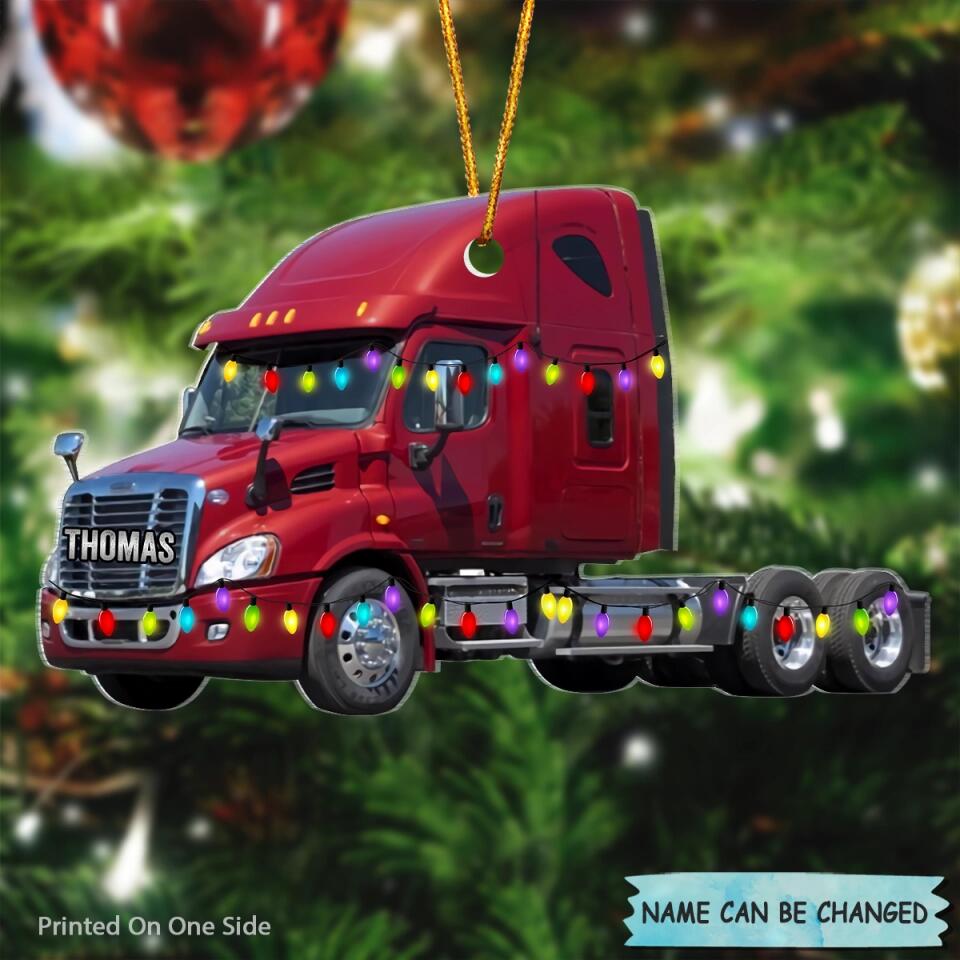 Personalized Mica Ornament - Gift For Trucker - Truck Ornament Christmas Light ARND037 V1